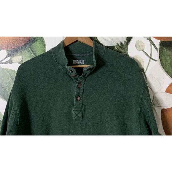 Duluth Trading Co Mens Medium Cotton Blend 1/4 Button Pullover Sweater Green - Picture 2 of 5